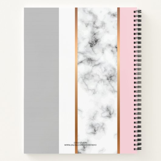 Eleganter weißer Marmor Graurosa Personalisierter Notizblock (Rückseite)