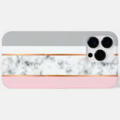 Eleganter weißer Marmor Gray Pink Goldstreifen Case-Mate iPhone Hülle (Rückseite (Horizontal))