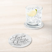 Eleganter weißer Marmor Hochzeit speichern Sie das Runder Pappuntersetzer (Vor Ort)