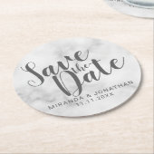 Eleganter weißer Marmor Hochzeit speichern Sie das Runder Pappuntersetzer (Angewinkelt)