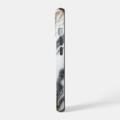 Eleganter weißer Marmor iPhone 15 Hülle (Linke Seite)