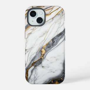 Eleganter weißer Marmor iPhone 15 Hülle