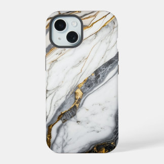 Eleganter weißer Marmor iPhone 15 Hülle