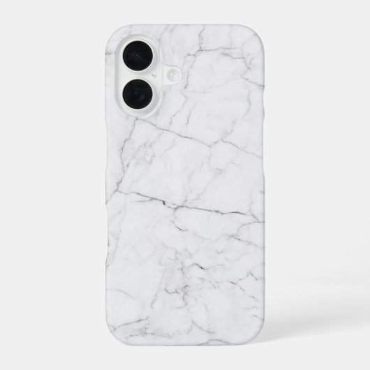 Eleganter weißer Marmor iPhone 16 Hülle (Rückseite)