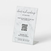 Eleganter, weißer Marmor-Make-up, digitaler QR-Pre Sockelschild (Vorderseite)