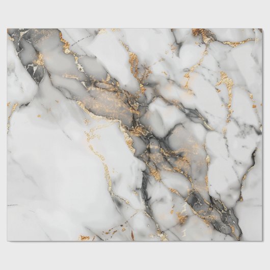 Eleganter weißer Marmor mit Goldakzenten Geschenkpapier (Flach)