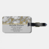 Eleganter weißer Marmor | Monogramm Custom Gepäckanhänger (Rückseite horizontal)