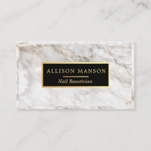 Eleganter weißer Marmor Nagel Beautician Visitenkarte