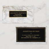Eleganter weißer Marmor | Nagel Beautician Visitenkarte (Vorne/Hinten)