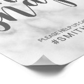 Eleganter weißer Marmor Oh Snap Hochzeitssing Poster (Ecke)