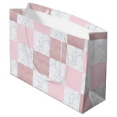 Eleganter weißer Marmor & Rose Gold Glitzer mit Sc Große Geschenktüte (Rückseite Schrägansicht)