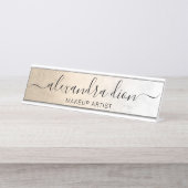 Eleganter, weißer Marmor Schreibtischnamensplakette (Vorderseite )