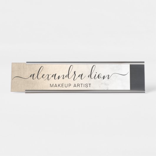 Eleganter, weißer Marmor Schreibtischnamensplakette (Vorderseite )