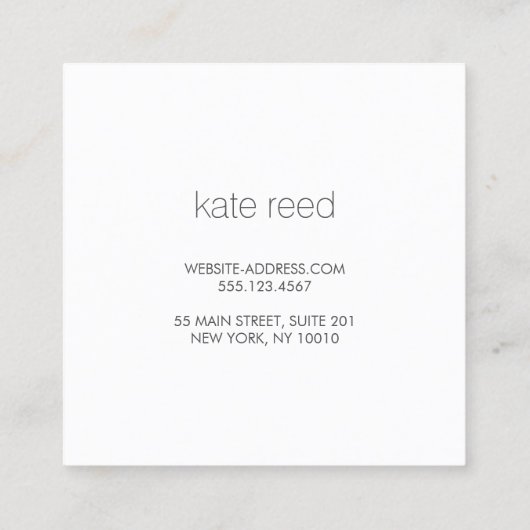 Eleganter weißer Marmor - Silberstreifen Quadratische Visitenkarte (Rückseite)