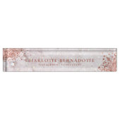 Eleganter Weißer Marmor Sparkle Rose Gold Glitzer Namensplakette (Vorderseite)