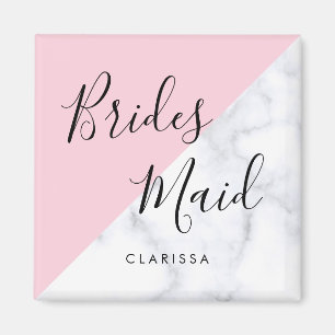 Eleganter weißer Marmor u. Pastellrosabrautjungfe Magnet