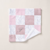 Eleganter weißer Marmor- u. RosengoldGlitter Badhandtuch Set (Waschlappen)