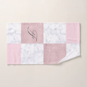 Eleganter weißer Marmor- u. RosengoldGlitter Badhandtuch Set (Handtuch)