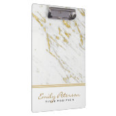 Eleganter weißer Marmor und Gold-Glitzer Klemmbrett (Rechts)