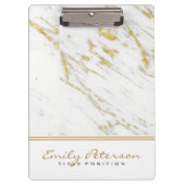 Eleganter weißer Marmor und Gold-Glitzer Klemmbrett (Vorderseite)