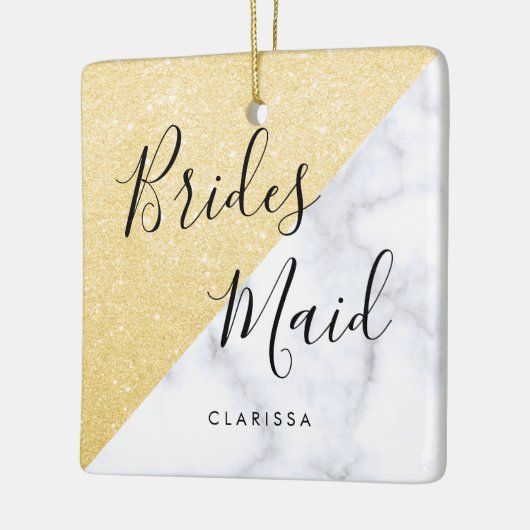 Eleganter weißer Marmor und goldene Glitzer Keramikornament (Links)