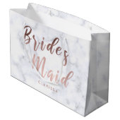 Eleganter weißer Marmor und Goldmedaille der Rose Große Geschenktüte (Rückseite Schrägansicht)