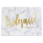 Eleganter weißer Marmor und Goldmedaille Große Geschenktüte (Vorderseite)