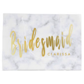 Eleganter weißer Marmor und Goldmedaille Große Geschenktüte (Rückseite)