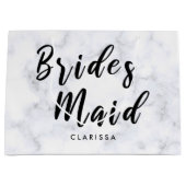 Eleganter weißer Marmor und schwarze Brautjacke Große Geschenktüte (Vorderseite)