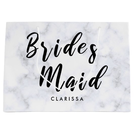 Eleganter weißer Marmor und schwarze Brautjacke Große Geschenktüte (Vorderseite)