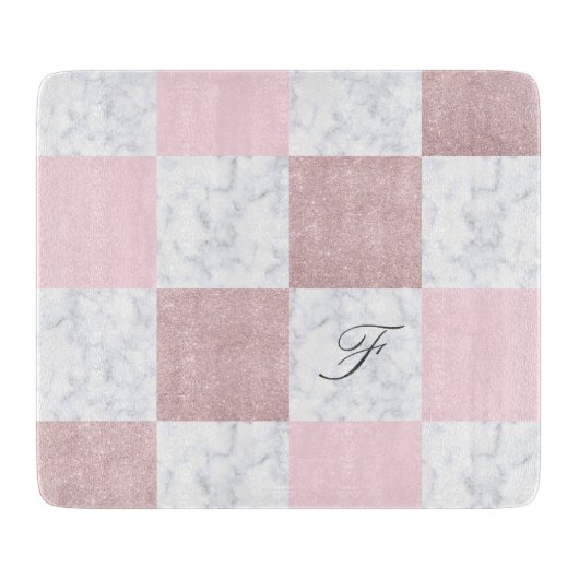 Eleganter weißer Marmor und vergoldeter Glitzer de Schneidebrett (Vorderseite)