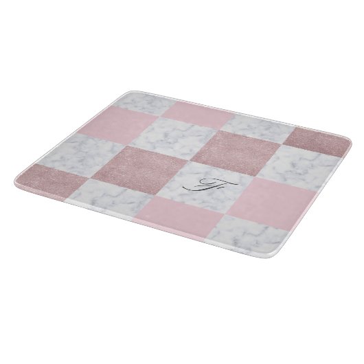 Eleganter weißer Marmor und vergoldeter Glitzer de Schneidebrett (Ecke)