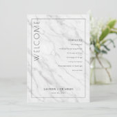 Eleganter weißer Marmor-Zeremonienplan Programm (Stehend Vorderseite)