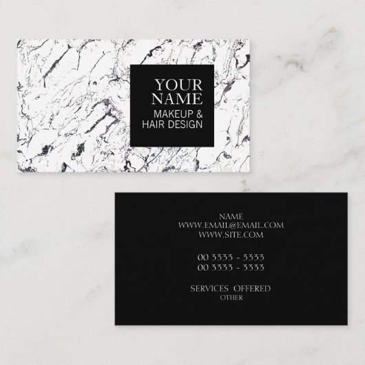 Eleganter weißer MarmorMaskenbildner-Friseursalon Visitenkarte (Vorne/Hinten)