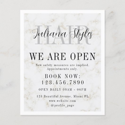 Eleganter weißer Marmorrahmen Flyer (Hinten)