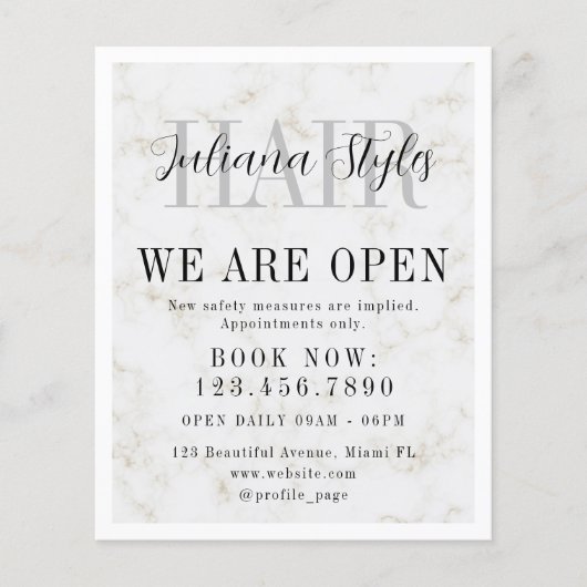 Eleganter weißer Marmorrahmen Flyer (Vorne)