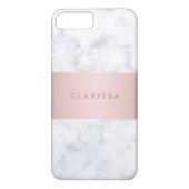 eleganter weißer MarmorRosengoldImitatstreifen Case-Mate iPhone Hülle (Rückseite)