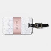 eleganter weißer MarmorRosengoldImitatstreifen Gepäckanhänger (Vorderseite horizontal)