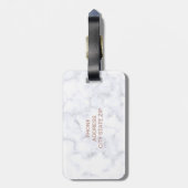 eleganter weißer MarmorRosengoldImitatstreifen Gepäckanhänger (Rückseite vertikal)