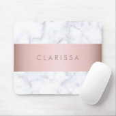 eleganter weißer MarmorRosengoldImitatstreifen Mousepad (Mit Mouse)