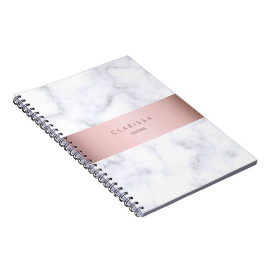 eleganter weißer MarmorRosengoldImitatstreifen Notizblock (Rechte Seite)