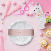 eleganter weißer MarmorRosengoldImitatstreifen Pappteller (Party)