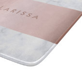 eleganter weißer MarmorRosengoldImitatstreifen Schneidebrett (Ecke)