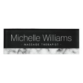 Eleganter weißer Marmorstreifen aus Imitat schwarz Namenschild (Vorderseite)