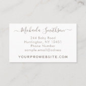 Eleganter weißer Minimal Moderner Fotograf Visitenkarte (Rückseite)