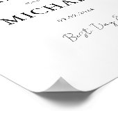 Eleganter, weißer, minimaler Hochzeitsempfang Poster (Ecke)