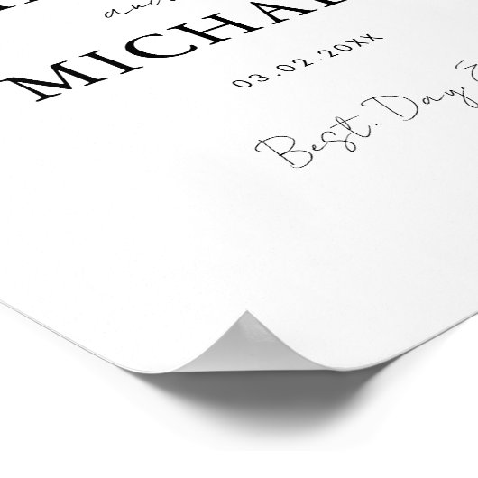 Eleganter, weißer, minimaler Hochzeitsempfang Poster (Ecke)