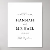 Eleganter, weißer, minimaler Hochzeitsempfang Poster (Vorne)