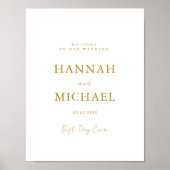 Eleganter, weißer, minimaler Hochzeitsempfang Poster (Vorne)