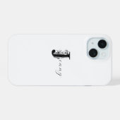 ELEGANTER WEISSER MONOGRAMM NAME MIT FLORAL J INIT iPhone 15 HÜLLE (Rückseite (Horizontal))